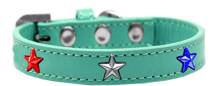 Red, White and Blue Stars Widget Dog Collar Aqua Size 12